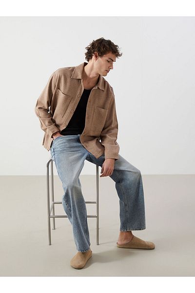 LC Waikiki Ανδρικό πουκάμισο Lcw Comfortable Fit μακρυμάνικο Stamp