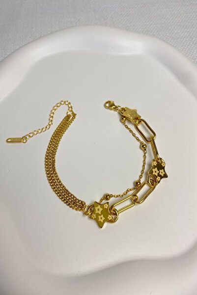 DEMOKAN Women's Steel Bracelet Classic Ellipse Chain Star Printed Star Bracelet