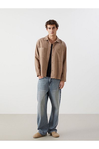 LC Waikiki Ανδρικό πουκάμισο Lcw Comfortable Fit μακρυμάνικο Stamp
