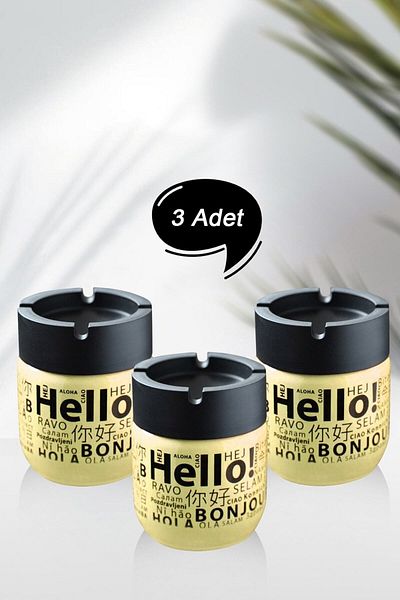 Eminem 3-Piece Glass Unscented Ashtray 425 Cc Hello Patterned