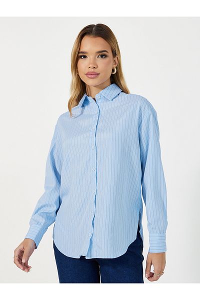 Styli Striped  Button Through Oversized Shirt