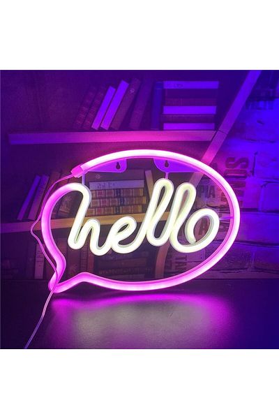 COOYA Hello Neon Sign with USB or Battery Powered for Room Bar Restaurant Party Favor LED Deco Light