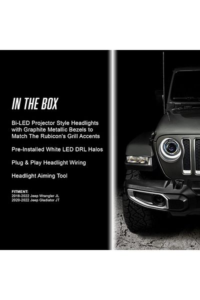 oracle مصابيح أمامية Oculus Bi-LED Projector مقاس 18-24 بوصة لسيارة Jeep Wrangler JL وGladiator JT، باللون الأسود غير اللامع