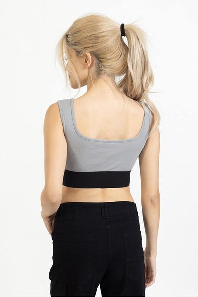 Quzu Gray Crop Top Undershirt - Rubber Detailed
