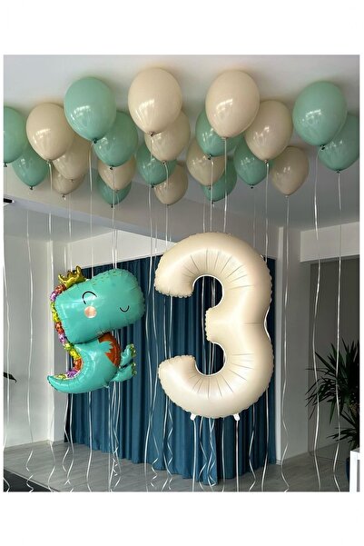 BİDOLUMUTLULUK Tatlı Dinozor Folyo Balon Renkli Doğum Günü Süsleri Dinazor Ba...