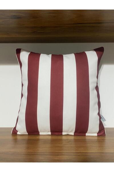 KIRLENTİM E41f Husă de pernă cu dungi albă burgundă