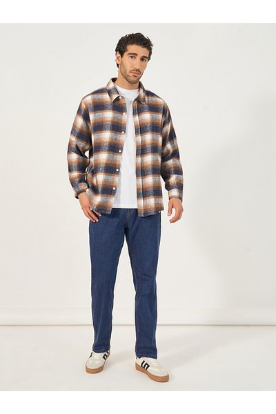 Styli Campfire Brushed Flannel Checkered Oversized Shirt