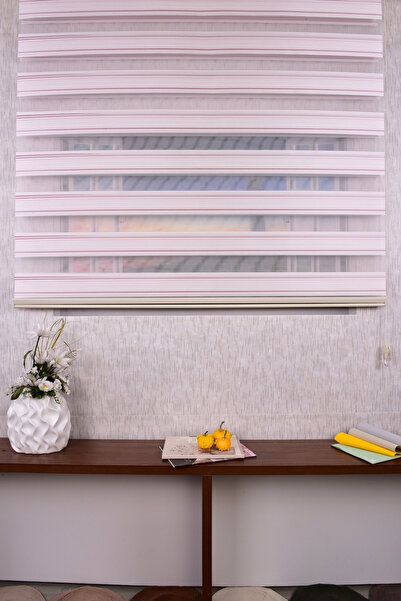 Setekshome Gül Kurusu Pliseli Etek Dilimsiz 10672-v12 Zebra Stor Güneşlik Perde