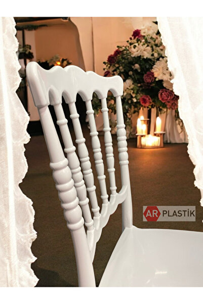 AR PLASTİK Mutfak Sandalyesi Beyaz 6 ADET, Napolyon Sandalye, Beyaz Sandalye, Plastik Sandalye