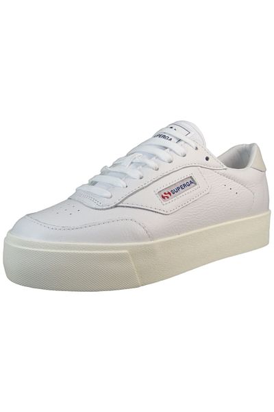 Superga Damen Low Sneaker 3854 Court Platfrom S4123TW Weiß AGB White Favorio Leder