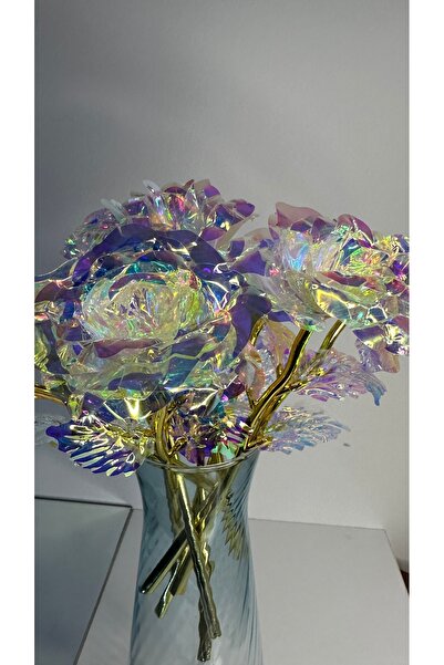 aysequlce kristal gül yapay çiçek plastik solmayan gül 25cm 1 adet sevgiliye hediye anneler günü doğum günü