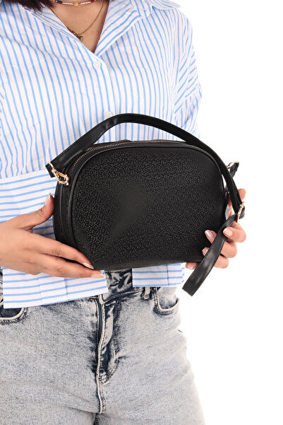 By Hakan Sn 1298 - Two-Eye Black Mosaic Women's Handbag Shoulder Crossbody Bag