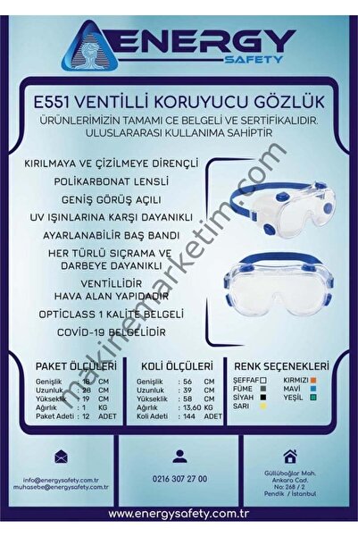 Tusta Tech Protective Glasses Work Safety Goggle with Valve Energy Safety E551