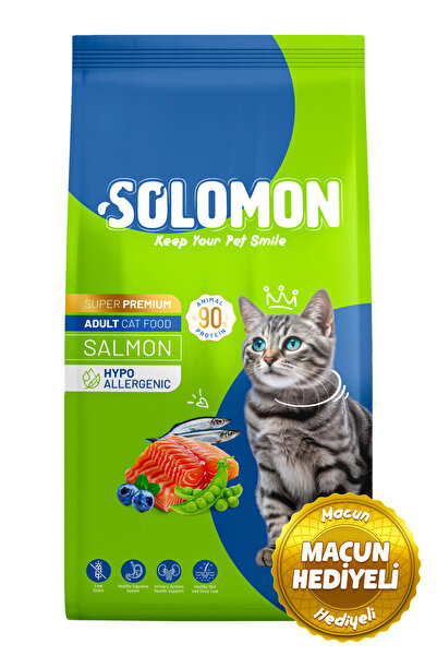 Solomon Yetişkin Somon'lu Süper Premium Kedi Maması 9 Kg - Hipoalerjenik - Dü...
