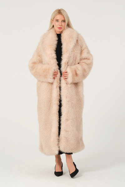 eva clothing Women's Balcony Luxury Long Faux Fur Coat 12346162 Eva-1