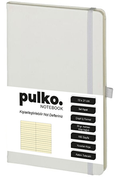 PULKO Notebook دفتر ملاحظات بخطوط بيضاء - مقاس 13 × 21 سم، غلاف صلب، 160 ورقة...