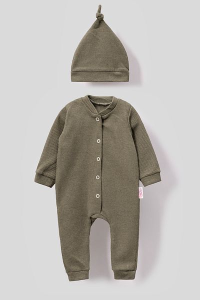 Bubito Ribbed Combed Cotton Baby Rompers with Stylish Hat