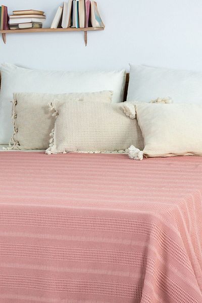 MYLASA HOME Double Cotton Bedspread / Pike - 200X230 Cm-Powder