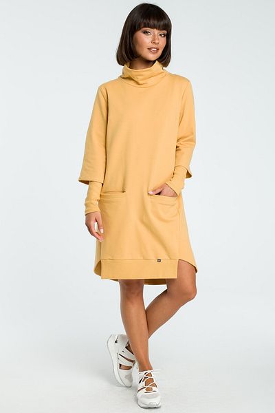 BEWEAR Rochie cu gât roscat și tiv cu nervuri