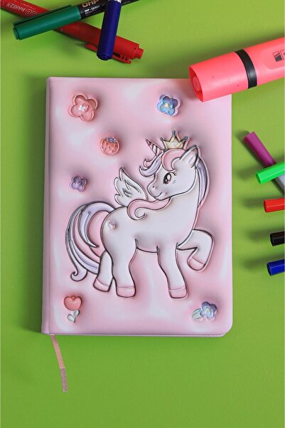 Mikro Puffy Pofuduk Unicorn Not Defteri 3d Kabartmalı 12*18 96yp