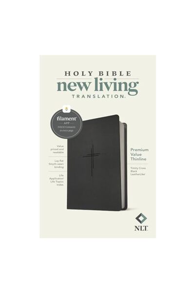 Tyndale House Publishers صليب ترينيتي الجلدي الأسود من NLT Premium Value Thinline Bible Filamentenabled Edition