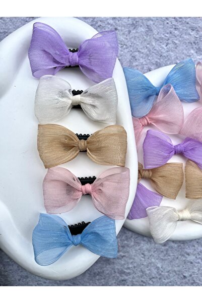 Toka Sepetim Tül Fiyonk Saçsız Bebek Tokası Seti 5 Adet Az Saçlı Bebek Tokası