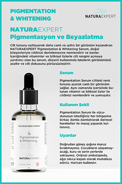 Pharmanaturactive Natura Expert, Aydınlatıcı Cilt Serumu, Pigmentation & Whitening Skin Serum, 30 ML