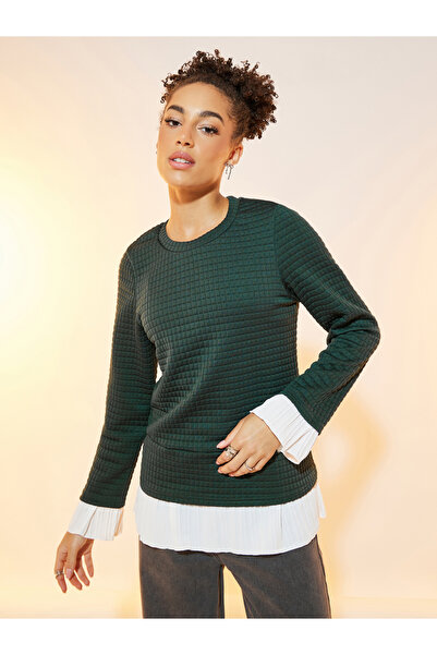 Take Two By Styli بلوزة محبوكة ذات نسيج محكم مع حافة متباينة