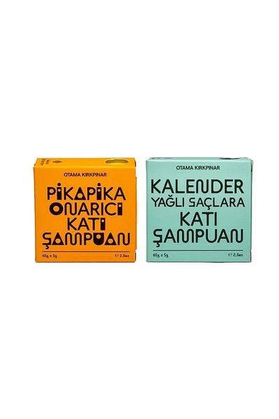 Otama Kırkpınar Set of 2 Solid Shampoo - Pikapika Repair and Calender Solid Shampoo for Oily Hair