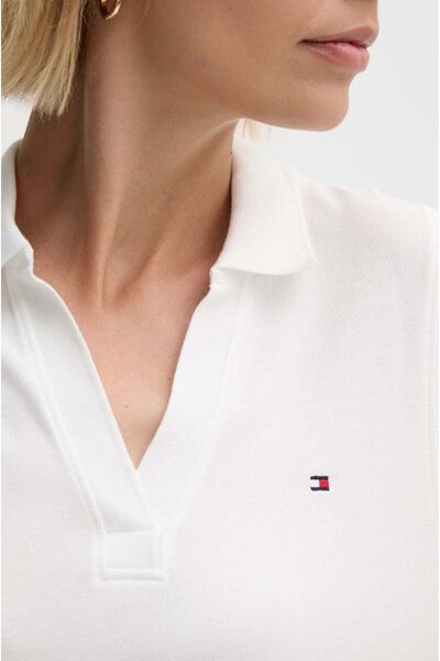 Tommy Hilfiger V- NECK SLEEVES POLO  MIDI DRESS ORGANIC COTTON