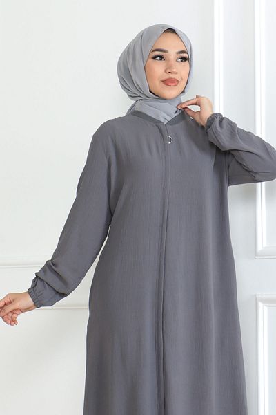 OKTAYUSTA COLLECTİON Plain Daily Full Length Abaya with Hidden Placket