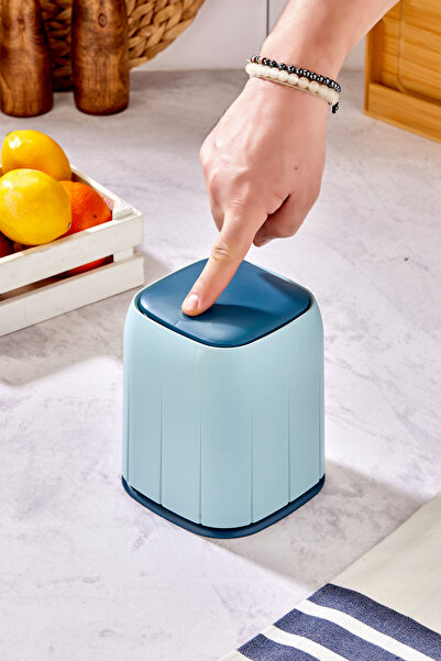 Milenay Mini Coș de gunoi Touch, Organizator, Organizator, Volum 1,4lt, Albastru Ocean