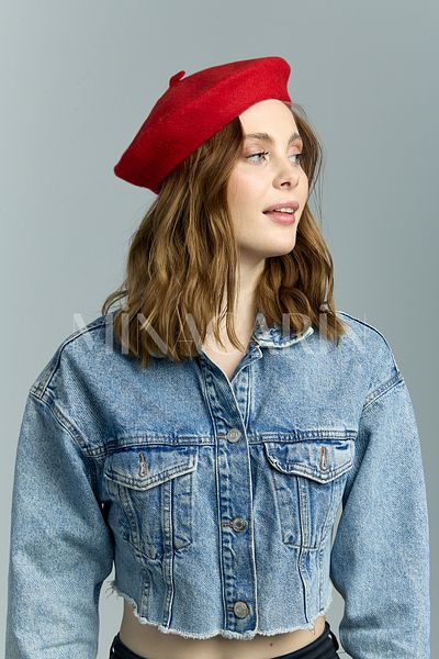 MinaCarin French Painter Australian Wool Felt Beret Red