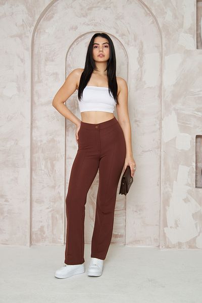 THIFF GYMWEAR Lycra Brown Women's Palazzo Trousers