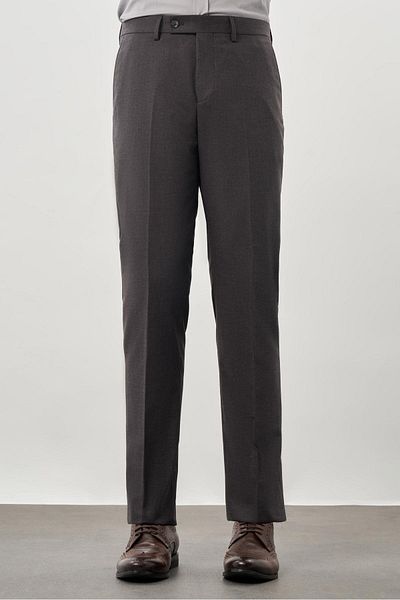 İmza Anthracite Slim Fit Classic Trousers with Flexible Side Pockets - Straight Cloth Feet 1003245207 _071