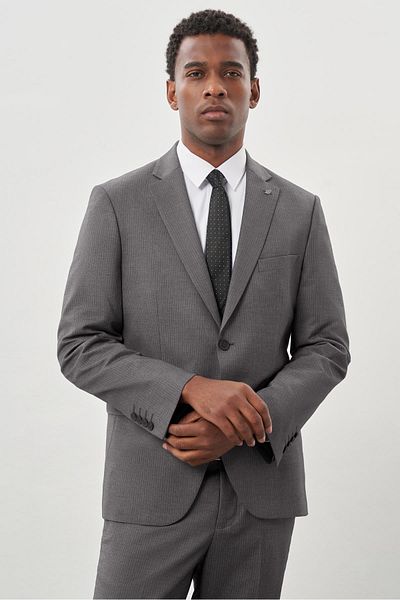 İmza Smoked Pattern Mono Collar, Slits 2 Buttons 6 Drop Comfort Fit Dress Suit
