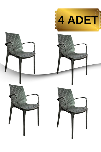 AR PLASTİK Rattan Bahçe Sandalyesi 4 ADET, Nirvana Sandalye, Balkon Sandalyesi