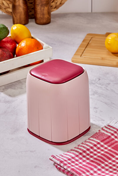 Milenay سلة المهملات الصغيرة الحساسة للمس، منظم، حجم 1.4 لتر، وردي فاتح