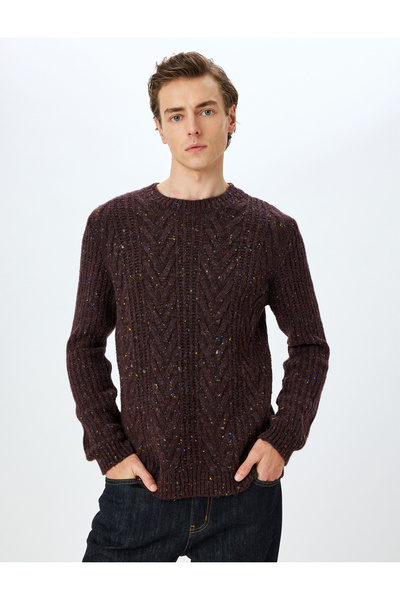 Koton Crew Neck Long Sleeve Textured Knitwear Sweater