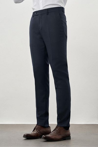 İmza Dark Navy Blue Flexible Side Pocket Slim Fit Classic Trousers 1003245209