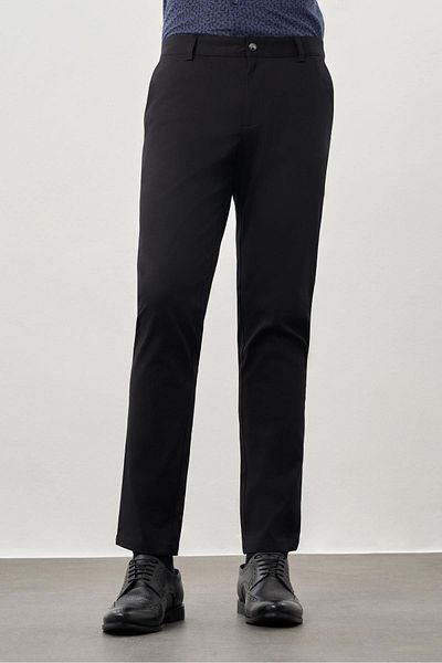 İmza Black Cotton Side Pocket Casual Slim Fit Chino Pants 1003245168