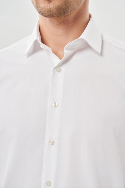 İmza Біла сорочка з довгими рукавами, жорстким коміром, без кишень, бавовняна, класичного крою, 1004245226