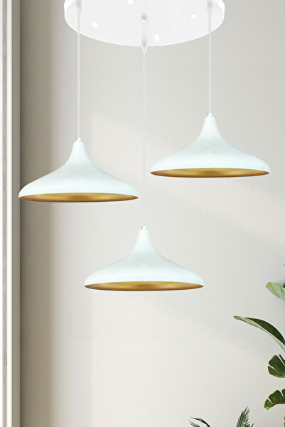 Bamyum Üçlü Champion Beyaz Sarkıt Lamba Yemek Masası Oturma Odası Mutfak Salon Otel Showroom Café