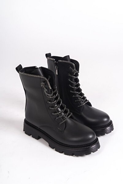 Hepici Kadın Siyah Bot Su Geçirmez Fermuarlı Rahat ve Esnek Konforlu Kaliteli