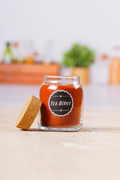 KRM HOME 6 Pieces Small Size Glass Jar Set with Cork Lids 300 Ml, 6-Piece Spice Dispenser, Black Label