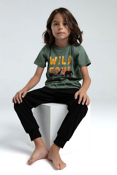 Rolypoly Boy's Green Short Sleeve Pajama Set