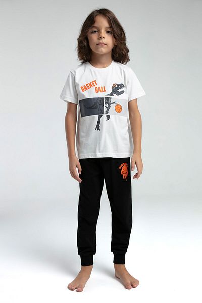 Rolypoly Costum de pijama alb cu maneca scurta pentru baieti