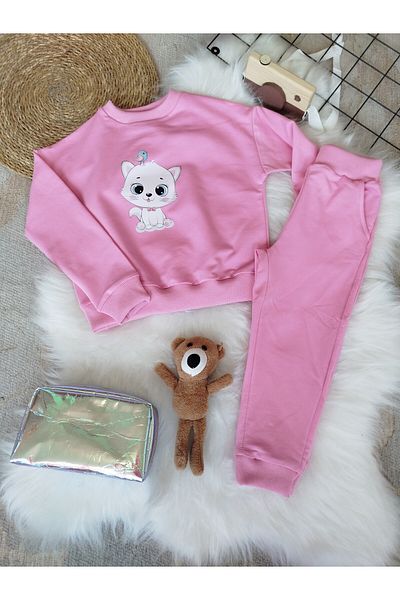 renkli diyar Girl's Tracksuit Set - Printed, Nursery Kindergarten Primary School