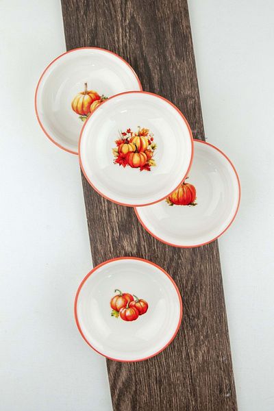 Bursa Porselen Dekor Orange Pumpkin 4 Pieces of Porcelain Snacks