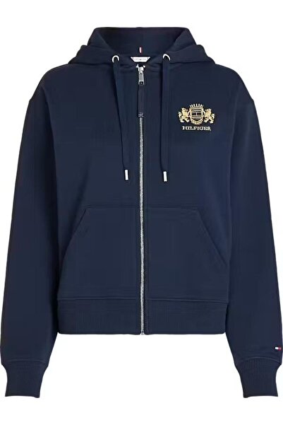 Tommy Hilfiger Kadın Fermuarlı Kapüşonlu Sweatshirt - Lacivert
